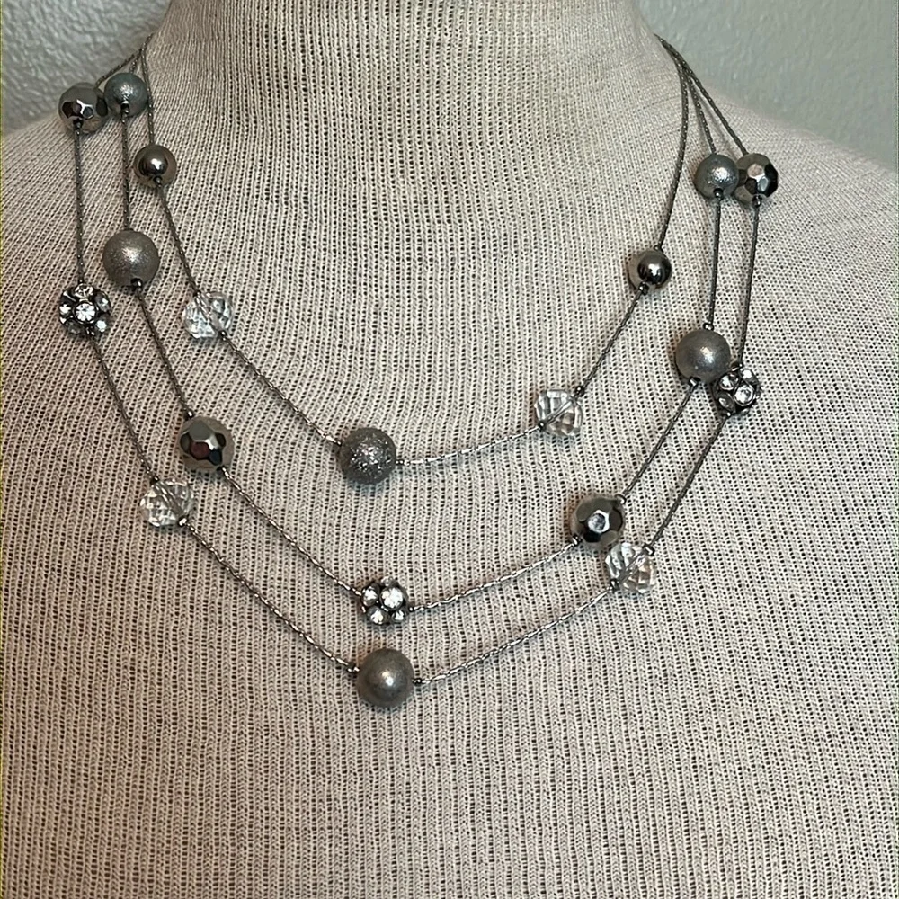 Women’s layered necklace silver/rhinestone